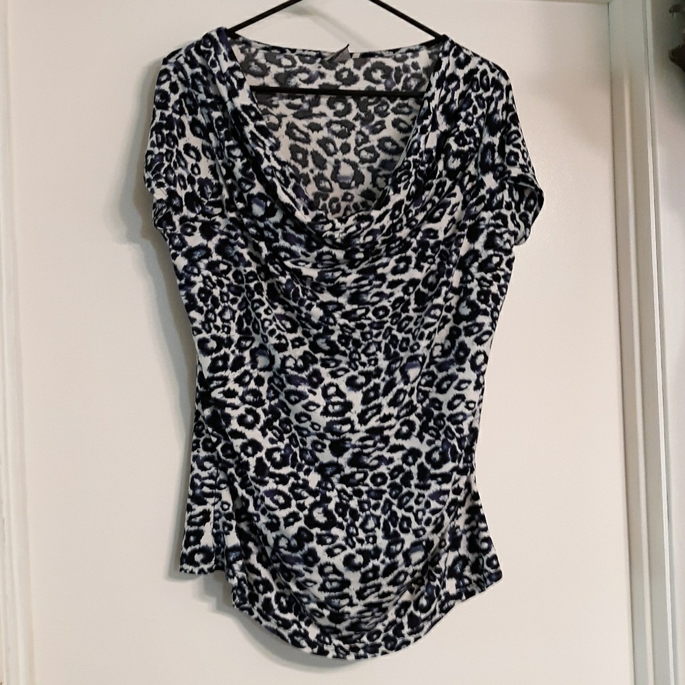 JONATHAN MARTIN ANIMAL PRINT COWL NECK TOP,  XL